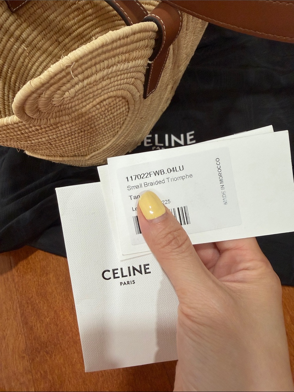 [Celine] Classic Panier Small Braided Triomphe In Raffia And Calfskin - Picture 8 of 8
